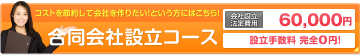 コストを節約して会社を作りたい！という方にはこちら！合同会社設立コース